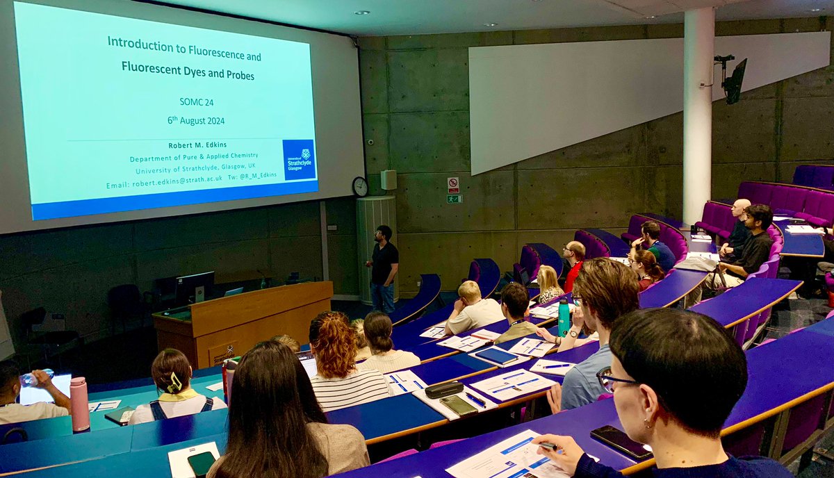Dr Liam Rooney (@lmr_1994) on Twitter photo It’s Day 2 of lectures at #SOMC24 and we start off the morning with <a href="/R_M_Edkins/">Robert Edkins</a> (<a href="/StrathChem/">Chemistry - University of Strathclyde</a>) teaching the fundamentals of fluorescence, dyes and probes. 🌟✨✴️ It’s Day 2 of lectures at #SOMC24 and we start off the morning with <a href="/R_M_Edkins/">Robert Edkins</a> (<a href="/StrathChem/">Chemistry - University of Strathclyde</a>) teaching the fundamentals of fluorescence, dyes and probes. 🌟✨✴️