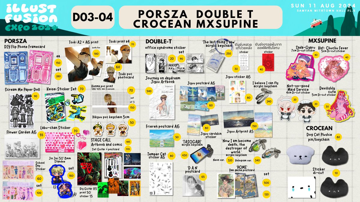 PORSZAAAAA's tweet photo. ใบเมนูรวม D03-04 #ifexpo24 Sunday 11 Aug 2024 คับ ไปกะ
@bewtist  ติ้กเกอยันออฟิศซินโดรามน่าโดนมาก พกจใหม่ก็น่ารัก @crocean_ มีเข็มกลัดหมายืดด้วยทุกคน หมายืดอะ ต้องมีละปะ @_MXSUPINE  คนนี้งานแซ่บ วิ้งวับสตอเบอยี่มากอยากให้มาดู https://t.co/X1V0oVJhAf