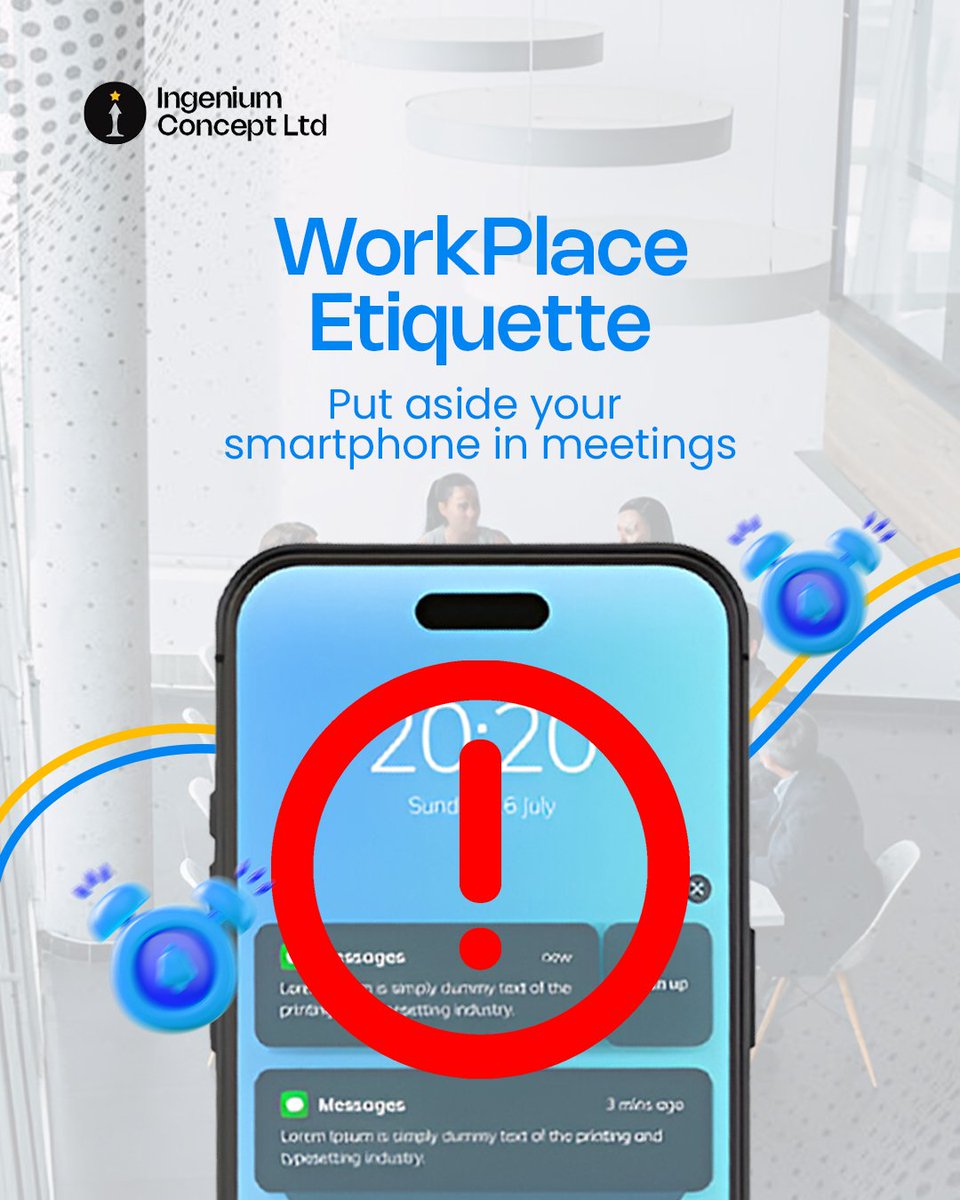 growithingenium's tweet photo. Using your smartphone during meetings is a surefire way to annoy others. It can be a distraction and give off vibes of disinterest and carelessness.
Learn to stay off your phone during meetings.👌
#worketiquette #corporateetiquette #corporateworkers #growwithingenium https://t.co/2CX77qlBII