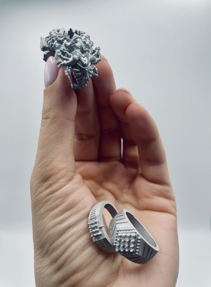 Incus3D's tweet image. Through a collaborative effort, Incus &amp;amp; Sarto Electro,  one of India’s leading #jewelry machinery trading companies, have produced stunning rings featuring highly intricate &amp;amp; detailed designs. Each ring is crafted from 316L stainless steel &amp;amp; is presented as sintered. #india