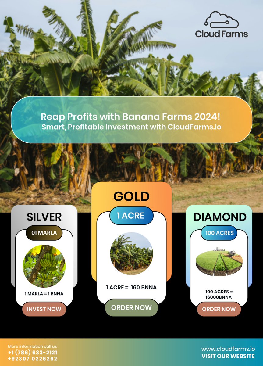 cloudfarms_io's tweet photo. @cloudfarms_ 
Smart and Profitable Investment with #CloudFarms. Silver , Gold and  Diamond   are 3 Different Packages for Land Investment offer by #CloudFarms.   Buy any one those package and in return get profit in your wallet. https://t.co/11xUlVAAoC