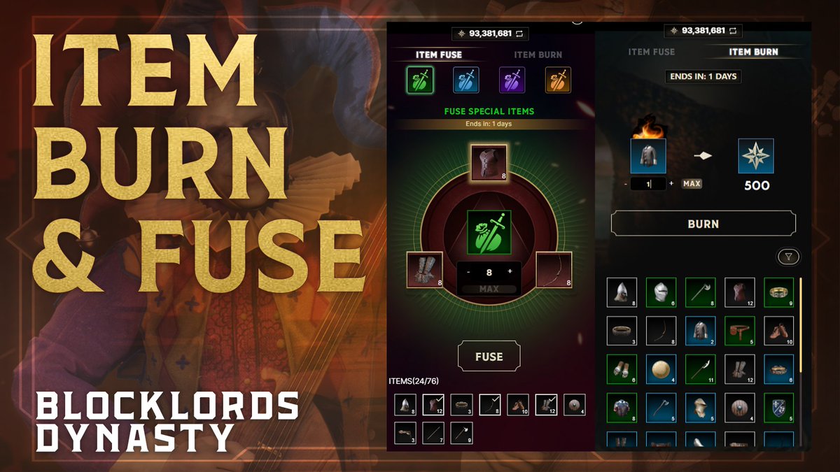 🌟New Fusion Mechanism Alert!🌟

Thanks to YOUR Influence votes, you can now combine 3 items to create 1 higher quality item in #BLOCKLORDS Dynasty. 

Ready to level up your gear? 🗡️🛡️