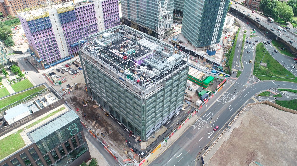 AskRealEst's tweet photo. ⏳ Countdown to completion: Plot 9a @firststreetmcr 
 
These incredible aerial photos show the pace of progress being made by @bamukandireland on our Plot 9a development at First Street in Manchester city centre... https://t.co/NnqpxoN8fA