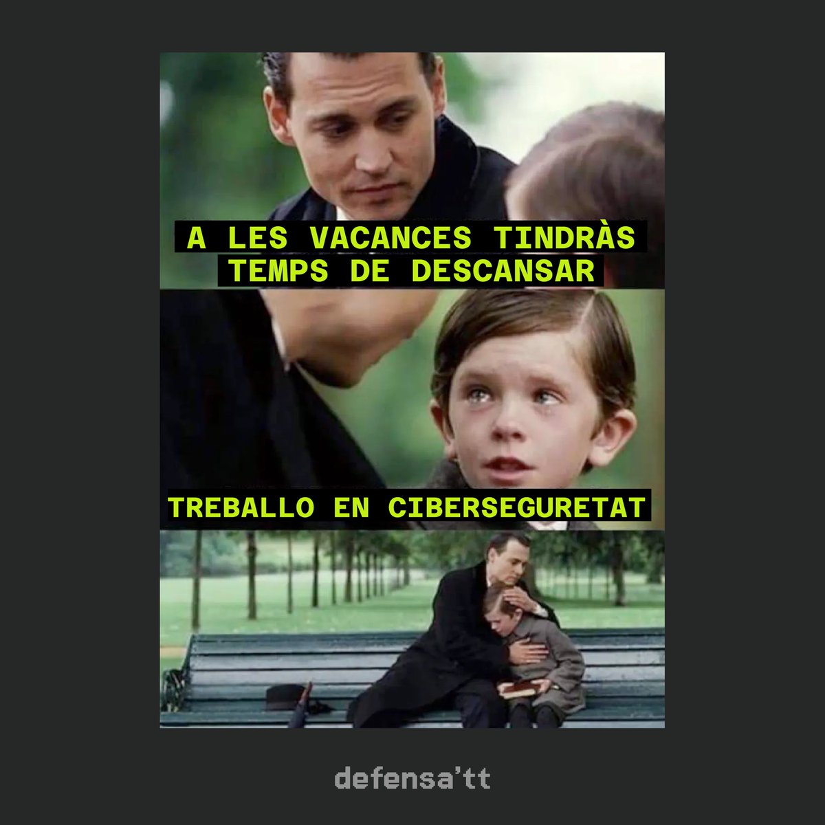 A Defensa’tt a l’agost 
no marxem de vacances 🚫

Continuem treballant per protegir-te quan estàs gaudint del teu temps lliure 🏖️

defensatt.cat

#meme #vacances #cibrseguretat #noparem #agost #defensatt