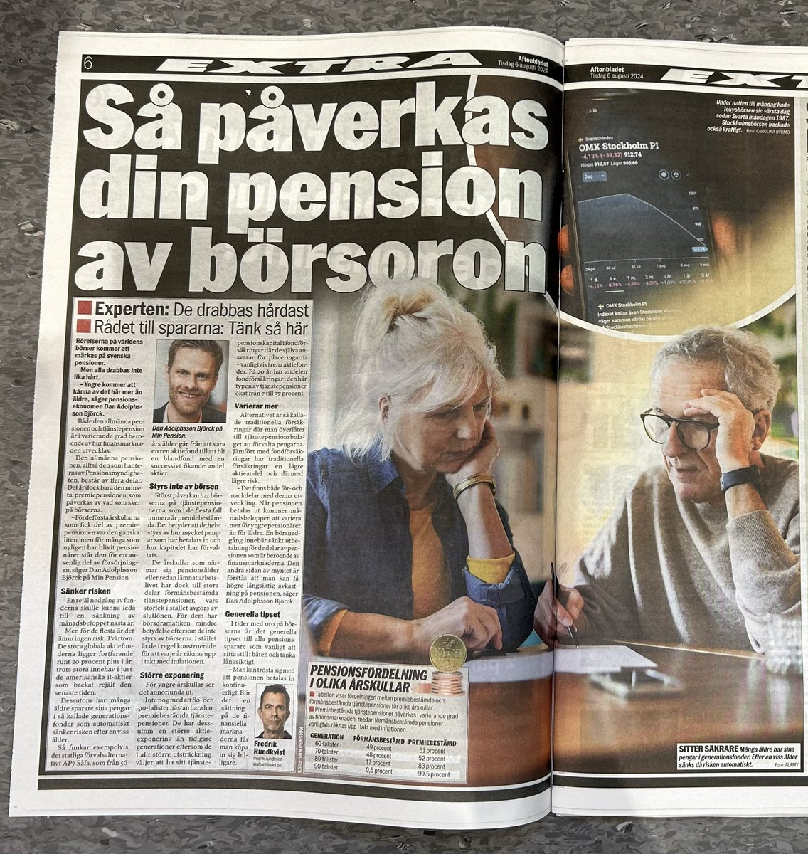 Världens börser blinkar rött! Jätteras! Svarta rubriker onekligen. Vad innebär det för din pension? Ja, finansmarknaderna påverkar men pensionen beror även på inkomst- och prisutvecklingen. Du kan se hur stor del som du kan påverka genom egna placeringsval på <a href="/minpension/">minPension</a>
