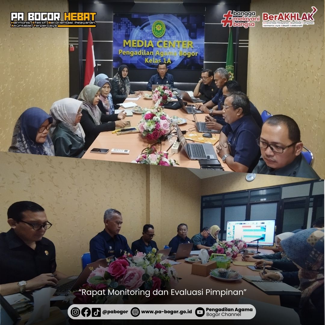 xpabogor's tweet photo. Selasa,06 Agustus 2024 | Bertempat di Ruang Media Center Pengadilan Agama Bogor, Ketua Pengadilan Agama Bogor bapak Ruslan, https://t.co/kz2AIZF8qH., S.H., M.H. memimpin Rapat Monitoring dan Evaluasi Pimpinan yang dihadiri oleh Wakil Ketua, Panitera, Sekretaris, Panmud &amp; Kasubbag https://t.co/F1P6or2mIP