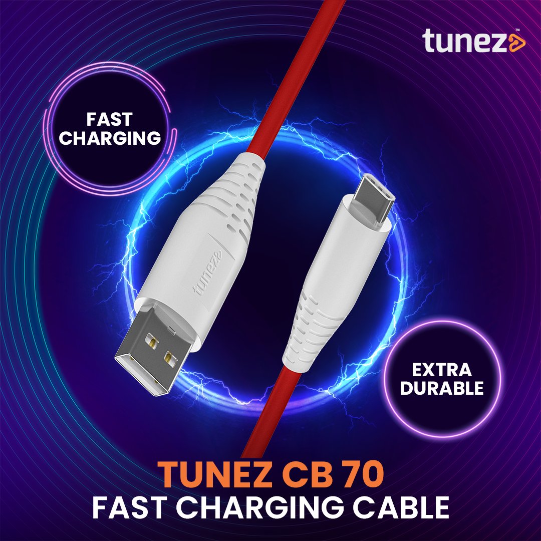 tunez_go's tweet image. Power up in no time with the Tunez CB 70 Fast Charging Cable! ⚡️ Built to last with extra durability, it&apos;s your go-to for fast and reliable charging.

#Gotunez #TunezCB70 #Tunez #FastCharging