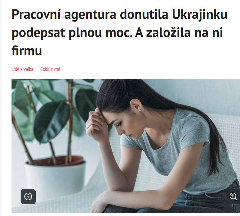 😢 Deset až dvanáct hodin denně uklízí za minimální mzdu. Mladá ukrajinská uprchlice v Česku pracuje pro jednu pracovní agenturu, je ale ráda, že má práci. Když dostala pokyn, aby přišla s doklady na poštu s odůvodněním, že je třeba podepsat dokumenty k prodloužení smlouvy,