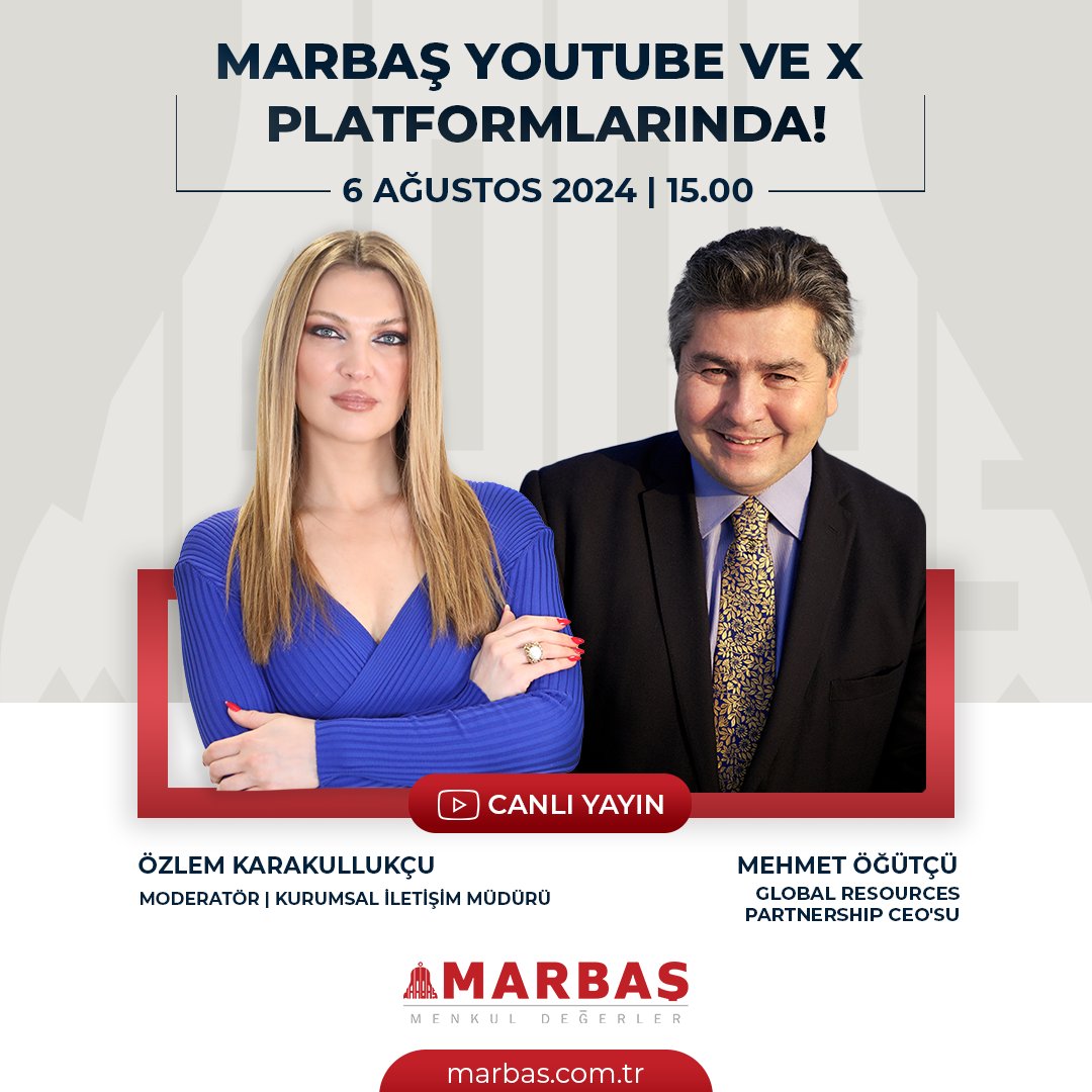 Marbaş Menkul Değerler (@marbas_menkul) on Twitter photo Bugün Saat 15:00'da Özlem Karakullukçu'nun (
<a href="/ozlemkarakul/">ÖZLEM KARAKULLUKÇU</a> ) Konuğu Global Resources Partnership CEO'su Mehmet Öğütçü ( <a href="/mehmetogutcuu/">mehmetogutcuu</a> ) Enerji ve Diplomasi Gündemi İle İlgili Değerlendirmelerde Bulunacak.
Youtube Kanalımıza Ulaşmak İçin Tıklayınız.
youtube.com/channel/UCqN7l… Bugün Saat 15:00'da Özlem Karakullukçu'nun (
<a href="/ozlemkarakul/">ÖZLEM KARAKULLUKÇU</a> ) Konuğu Global Resources Partnership CEO'su Mehmet Öğütçü ( <a href="/mehmetogutcuu/">mehmetogutcuu</a> ) Enerji ve Diplomasi Gündemi İle İlgili Değerlendirmelerde Bulunacak.
Youtube Kanalımıza Ulaşmak İçin Tıklayınız.
youtube.com/channel/UCqN7l…