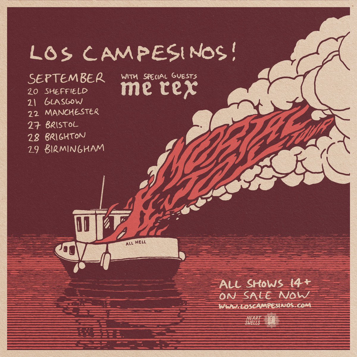 Los Campesinos! (@loscampesinos) on Twitter photo Delighted that ME REX (<a href="/merexband/">ME REX šŖ±</a>) will be joining us for the MORTAL JOY UK Tour in September.
Our biggest ever UK gigs. All shows except Manchester and Bristol are already SOLD OUT.
Last tickets here: loscampesinos.com/live Delighted that ME REX (<a href="/merexband/">ME REX šŖ±</a>) will be joining us for the MORTAL JOY UK Tour in September.
Our biggest ever UK gigs. All shows except Manchester and Bristol are already SOLD OUT.
Last tickets here: loscampesinos.com/live