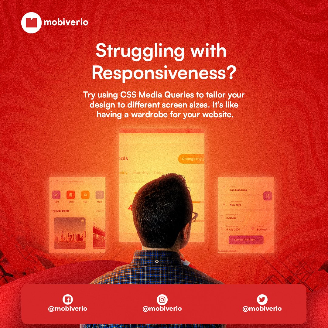 mobiverio's tweet photo. Ever feel like your website just doesn't 'fit' on different devices? @mobiverio we  knows that one size doesn't fit all that's why we  use smart CSS to make sure your digital presence adapts seamlessly across devices #Mobilefirst #WebDevelopment https://t.co/7dfkJuPn41