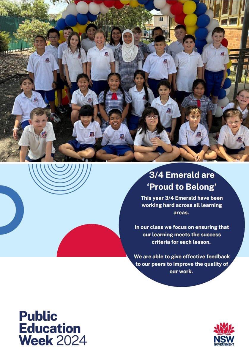 RevesbyPS (@revesbyps) on Twitter photo Proud to Belong
This week we celebrate our successes and share the benefits of our wonderful public school system. We are embracing this year’s theme, ‘Proud to belong’, through recognising the outstanding achievements of our ss and staff. <a href="/NSWEducation/">NSW Dept of Education</a> <a href="/k_rigas/">Kay Rigas</a>
<a href="/educationweek/">Education Week</a> Proud to Belong
This week we celebrate our successes and share the benefits of our wonderful public school system. We are embracing this year’s theme, ‘Proud to belong’, through recognising the outstanding achievements of our ss and staff. <a href="/NSWEducation/">NSW Dept of Education</a> <a href="/k_rigas/">Kay Rigas</a>
<a href="/educationweek/">Education Week</a>