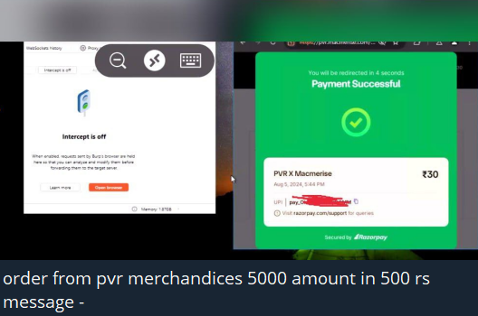 SAITEJAGVT's tweet photo. @Macmerise is under attack.

Attackers are exploiting business logic vulnerability in macmerise purchases to get products for cheaper.
This was the vulnerability which cost @_PVRCinemas   to lose nearly 50 Lakhs INR. https://t.co/tNjdui0KLj