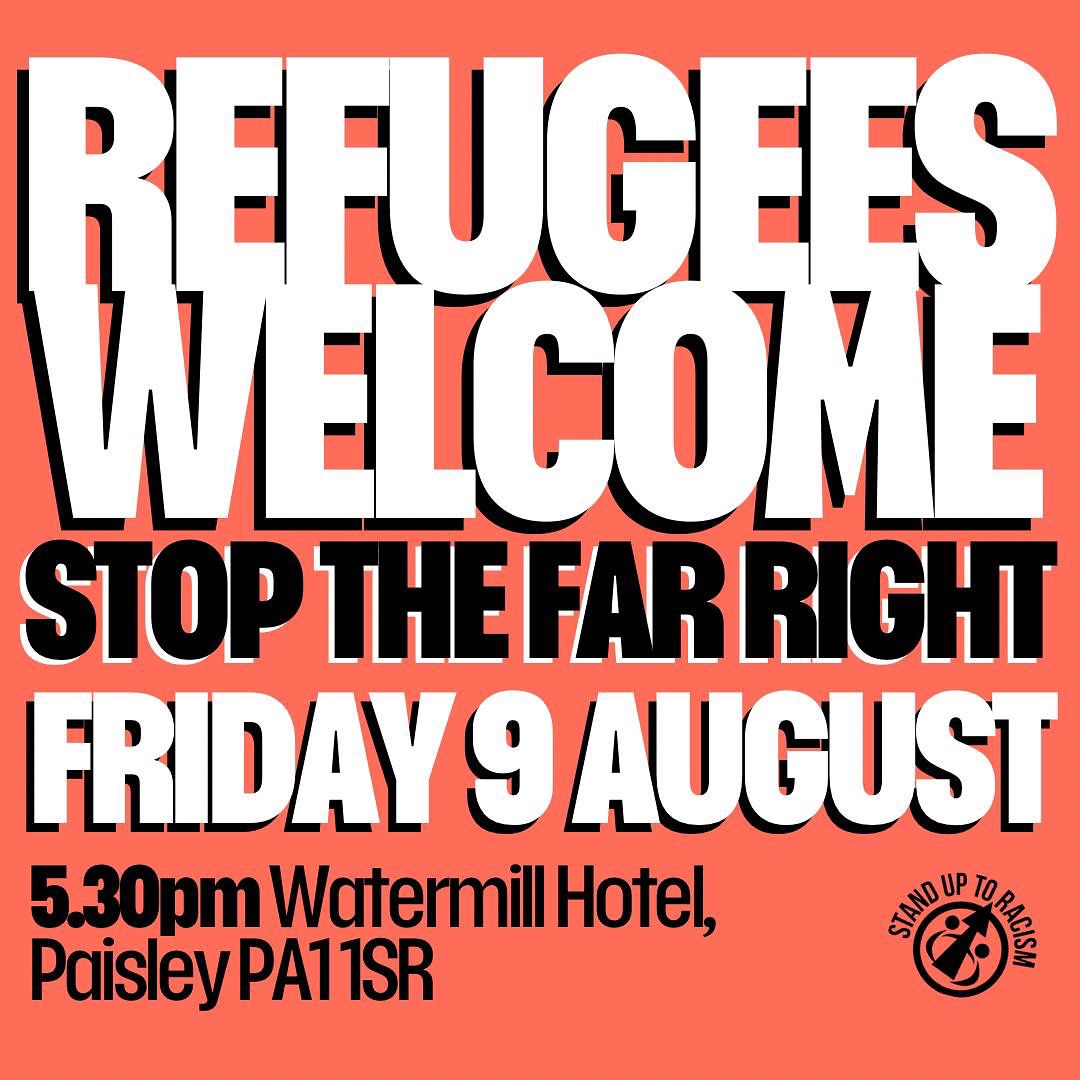 Rally in your city or town this Saturday to say we will stand up to the far-right - part of <a href="/AntiRacismDay/">Stand Up To Racism</a> day of action, so far in #Glasgow #Dundee #Edinburgh 

In #Paisley where far-right plan to target hotel on Friday, oppose them &amp; defend refugees

WHOSE STREETS??? 📣