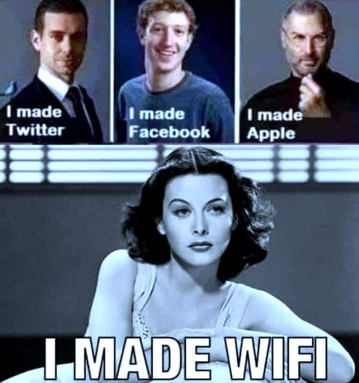 JTFSComputing's tweet image. Lamarr shared her concept for using “frequency hopping” with the U.S. Navy and codeveloped a patent with Antheil 1941. Today, her innovation helped make possible a wide range of wireless communications technologies, including Wi-Fi, GPS, and Bluetooth. Go Girl!