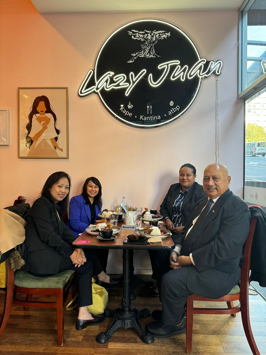 Met HE Kira Azucena, Philippines Ambassador to NZ, this morning to discuss upcoming PIF Leaders meeting in Tonga last week of August. Great Filipino cuisine at Lady Juan by The Terrace.