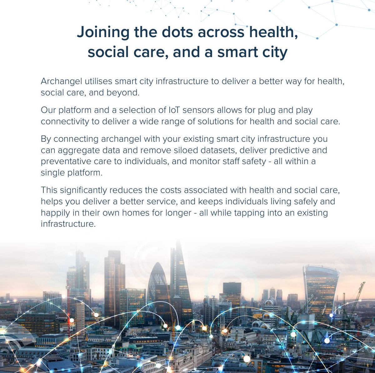 🌐✨ Archangel is revolutionising health and social care by leveraging smart city infrastructure! Our innovative platform integrates seamlessly with existing systems, providing predictive and preventative care, monitoring staff safety, and more. 

buff.ly/4d5VhX7