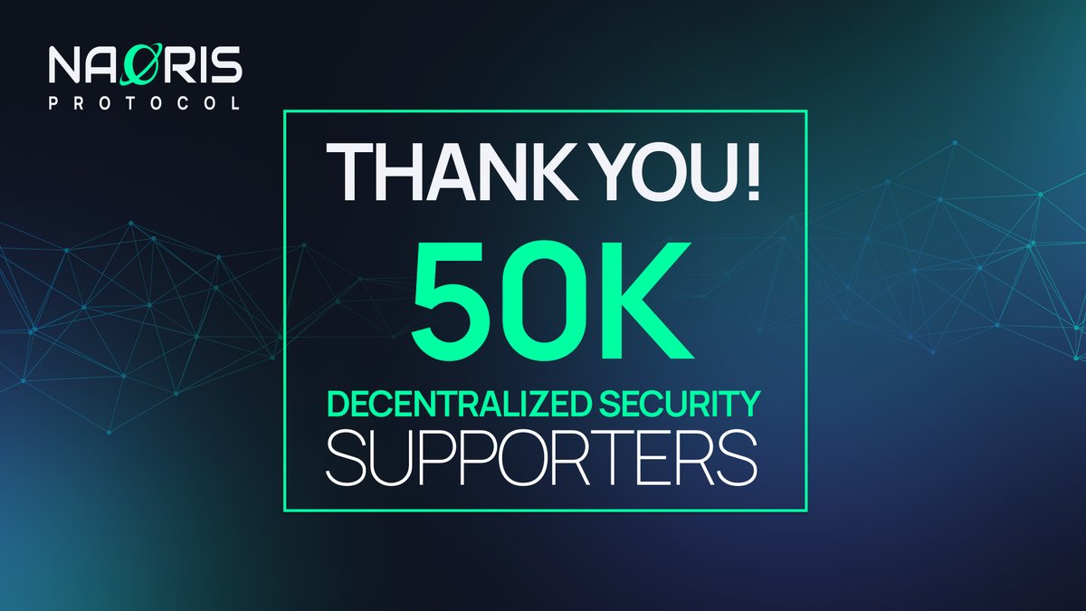 🎉🚀 50,000 Strong! 🚀🎉

We’ve reached 50,000 community members! This incredible milestone comes thanks to your unwavering support. Together, we’re revolutionizing decentralized cybersecurity.

Thank you for being part of Naoris Protocol! The best is yet to come. 🌟