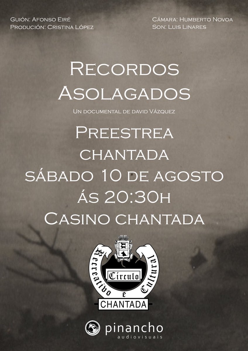vazquez_1971's tweet photo. Preestrea da curta documental "Recordos Asolagados".

Sábaso ás 20:30h no Casino de Chantada.

Unha pequena viaxe polo mundo asolagado, unha homenaxe os nos@s protagonistas... AGARDÁMOSTE!!

https://t.co/U9dBvgwhf0 https://t.co/S6Q7ZwngDe