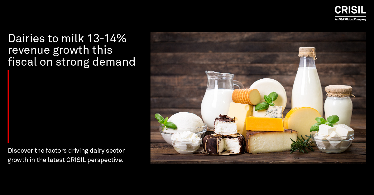 CrisilLimited's tweet photo. India’s #dairy industry is expected to grow by 13-14% this fiscal, but increased #rawmilksupply may lead to higher #capitalneeds and rising debt levels. What lies ahead for the industry's future?
Check out the latest #CRISILPerspective for more: https://t.co/VDenCLmftU https://t.co/DzgfhNx0Gc