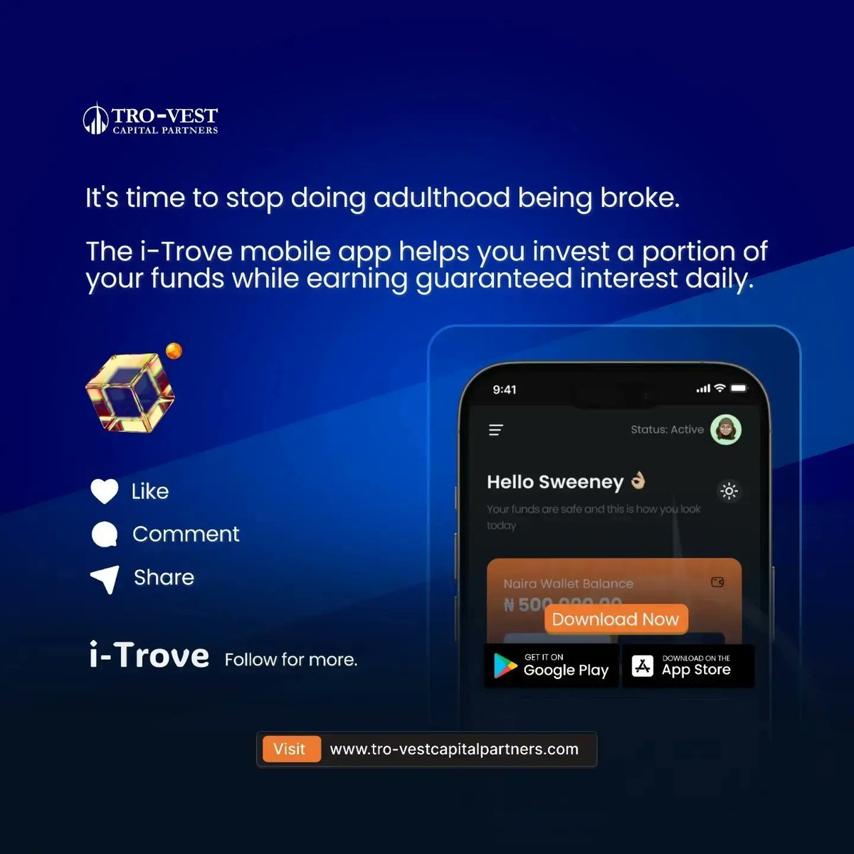 iTrove_app's tweet photo. Track your expenses weekly to stay ahead.

Prioritize needs over wants.

Stop the leak, save and invest more!

#Trovest #trovestcapitalpartners #itrove
#itroveapp #savemoney #savesmart #InvestSmart 
#Financialfreedom #FinancialSuccess #financialservices 
#financialmanagement https://t.co/pIlKX7gkBk