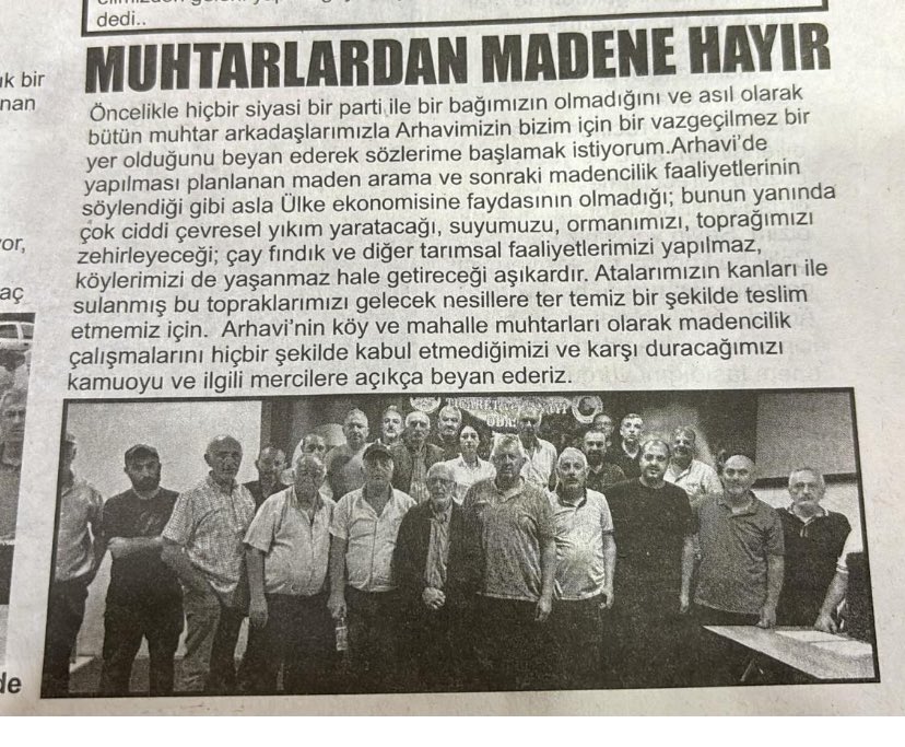 Muhtarlarımız  madencilik faaliyetlerine “HAYIR “ dedi .
