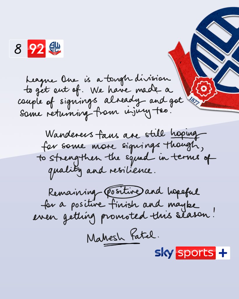 Here we go again! Thanks @skysports for getting me involved  - I’ve got high hopes for the Wanderers, this season - lets get at it!  #COYW
Watch <a href="/OfficialBWFC/">Bolton Wanderers</a> live more than ever before this season on Sky Sports+. 
#SkySportsFootball #AD