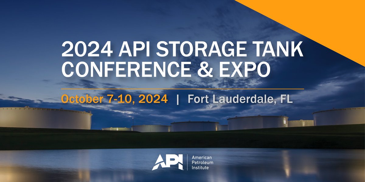 TankStorageInfo's tweet image. Join API for the 2024 Storage Tank Conference, October 7-10, Fort Lauderdale, Florida.
Learn about new and existing industry codes and standards, including best practices, and emerging trends from industry experts.
bit.ly/4djcHze
#TSM #StorageTerminal #TankStorage
