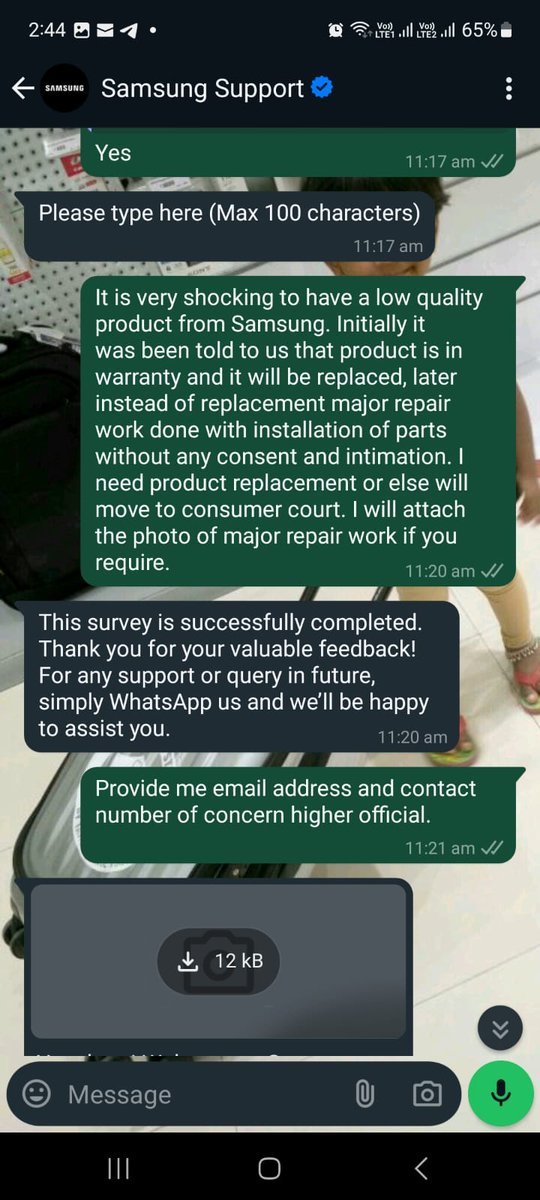 Mahendr40648370's tweet photo. @SamsungIndia Very disappointed by the service. Faulty Refrigerator. Neither received any reply to complaint through email nor resolved the complaint. Facing trouble since 05/24. Except registration of Service Request - 4398139612. No reply to complaint on 12/06/24 to whatsapp. https://t.co/uwBgTja1Vt