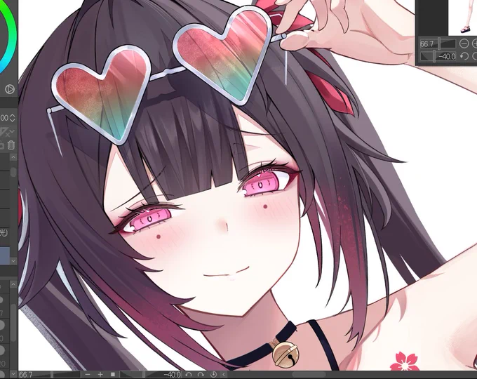 WIP 顔面の描きこみは一旦こんなもんで