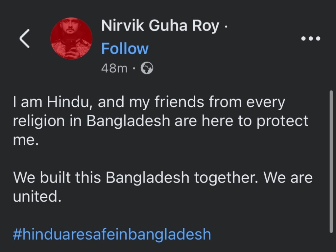 typicalnawazish's tweet photo. Bangladeshi Hindus- We are safe!

Indian RW &amp; muslim apologist- Nahi nahi tu khatre mai hai. https://t.co/2LCHpBZuo7