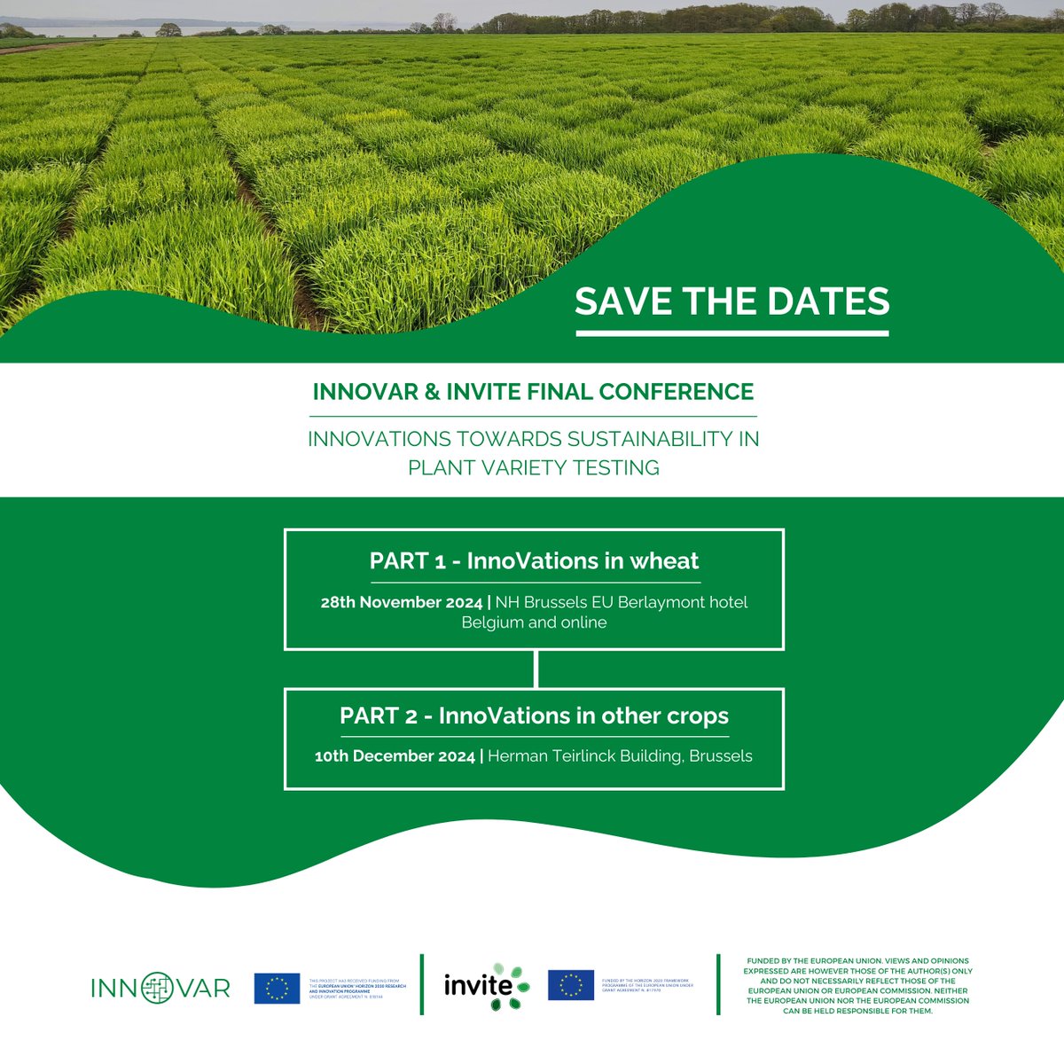 InnoVar_EU (@innovar_eu) on Twitter photo Twelve weeks to go until our stakeholder event in Brussels!
This is the first of two stakeholder events, co-hosted with our sister project <a href="/INVITE_EU/">H2020 INVITE project</a>
To participate in Part 1 on 28th November- Innovations in Wheat, register here: buff.ly/4deEj8D Twelve weeks to go until our stakeholder event in Brussels!
This is the first of two stakeholder events, co-hosted with our sister project <a href="/INVITE_EU/">H2020 INVITE project</a>
To participate in Part 1 on 28th November- Innovations in Wheat, register here: buff.ly/4deEj8D