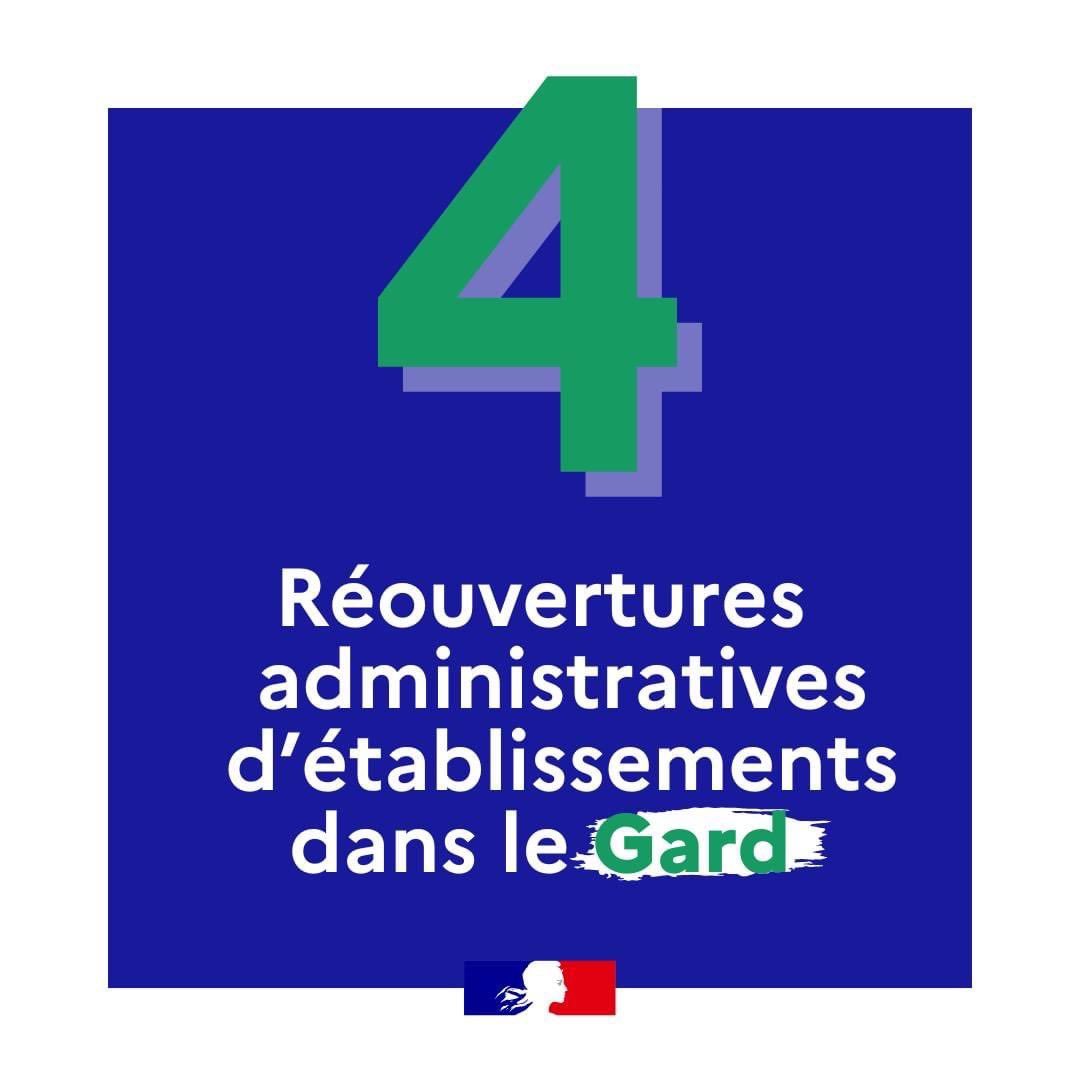 Prefet30's tweet photo. #RéouvertureAdministrative✅ 4 réouvertures administratives d’établissements dans le #Gard
✔️ Le restaurant « Restaurant des voyageurs » situé à #AiguesMortes
✔️ Le restaurant « Saveurs orientales » situé à #GrauDuRoi
✔️ La boulangerie « Le p'tit mitro » située à #Barjac
✔️ La boulangerie « La festive » située à #Anduze
Suite à de nouveaux contrôles, la conformité aux règles sanitaires et aux normes d’hygiène a été observée dans ces 4 établissements. Leur réouverture effective a donc été prononcée.