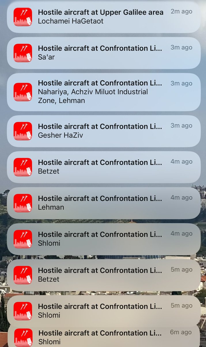 Israel's tweet photo. 🚨rocket alarms sounding across northern Israel and the upper Galilee🚨 https://t.co/H6xdsBk5lz