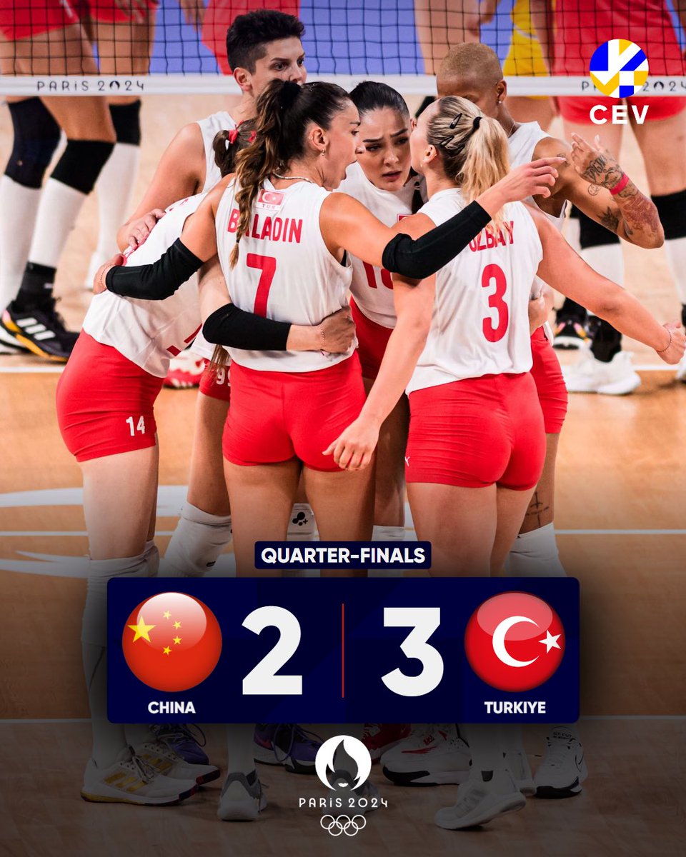 Turkiye 🇹🇷 are in the #Paris2024 Olympics 🏐 semifinals after a hard-fought victory against China 🇨🇳 💪

What a match! 🔥
Melissa Vargas scored 42 points ✈️

📸 <a href="/volleyballworld/">Volleyball World</a> #Volleyball #Olympics #EuropeanVolleyball #cev