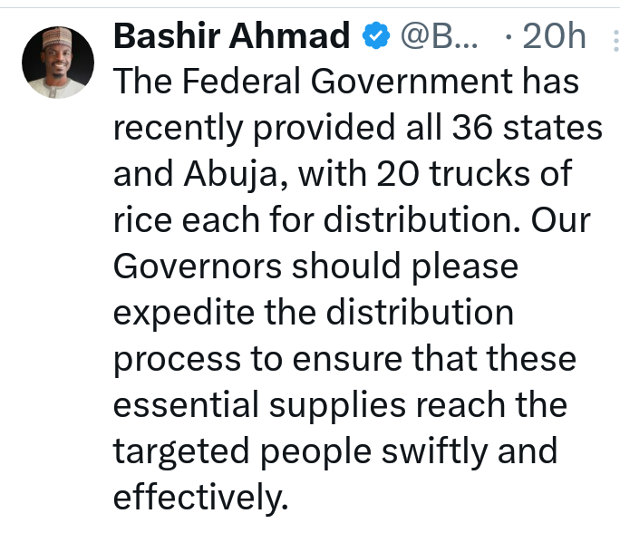 OliviaAmaka3's tweet photo. Just wondering why these people think there is a shortcut to ameliorating hunger.
What happened to those sustainable measures that a typical self acclaimed master strategist should deploy?
I've seen daft, but this is the height of it!
#OccupyAbuja
#EndBackGovernance
Ekweremadu https://t.co/DUfTK4vrdD