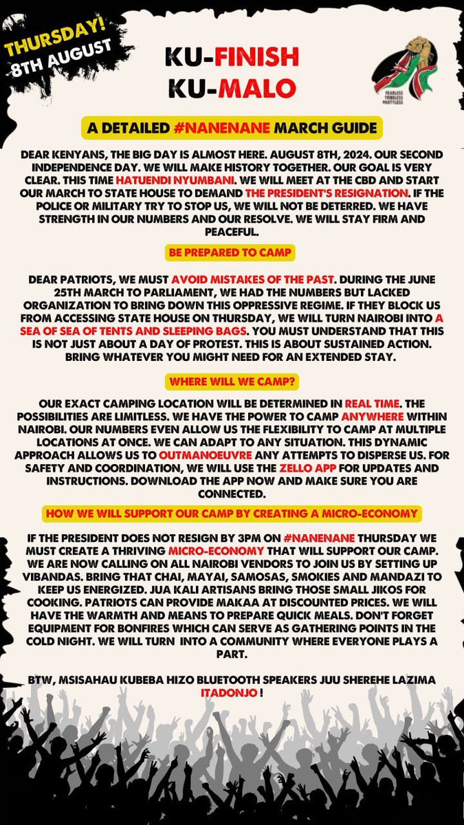 Laikkah's tweet photo. 🗓Save the Date and Show Up! 🗓
The #NaneNane protest march is set for 8th August. Join us in Nairobi to raise your voice for justice and reform. Share this message, gather your friends, and let’s make a powerful impact together! 🌟🙌 #NaneNaneMarch https://t.co/4FES8ZDQ8A