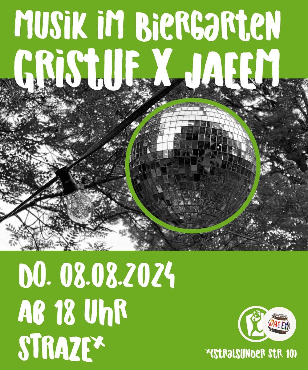 Ihr wollt mit JAEEM noch einmal so richtig durch den Abend tanzen, es euch gut gehen lassen und das Sommerloch nach der Prüfungswoche füllen? Dann kommt vorbei!
⏰ 08.08.2024 ab 18:00 Uhr Biergarten 19:30 Uhr Konzertbeginn
📍 STRAZE-Biergarten (Stralsunder Straße 10)
#greifswald
