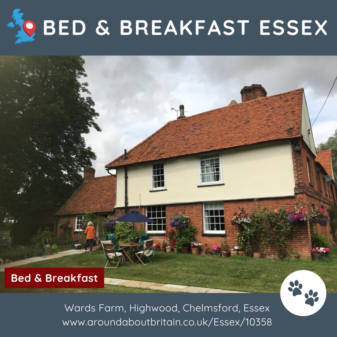 aroundaboutbrit's tweet image. ⭐ B&amp;amp;B Essex ⭐ 
Wards Farm B&amp;amp;B, a traditional 16th-century oak-beamed farmhouse set in moated grounds, offers a warm welcome with log fires.
🛏 Bed &amp;amp; Breakfast 
aroundaboutbritain.co.uk/Essex/10358 .
.#Highwood #Chelmsford #Essex #UKVillage #BarrowWood #BakersWood #BirdsGreenFishingLakes