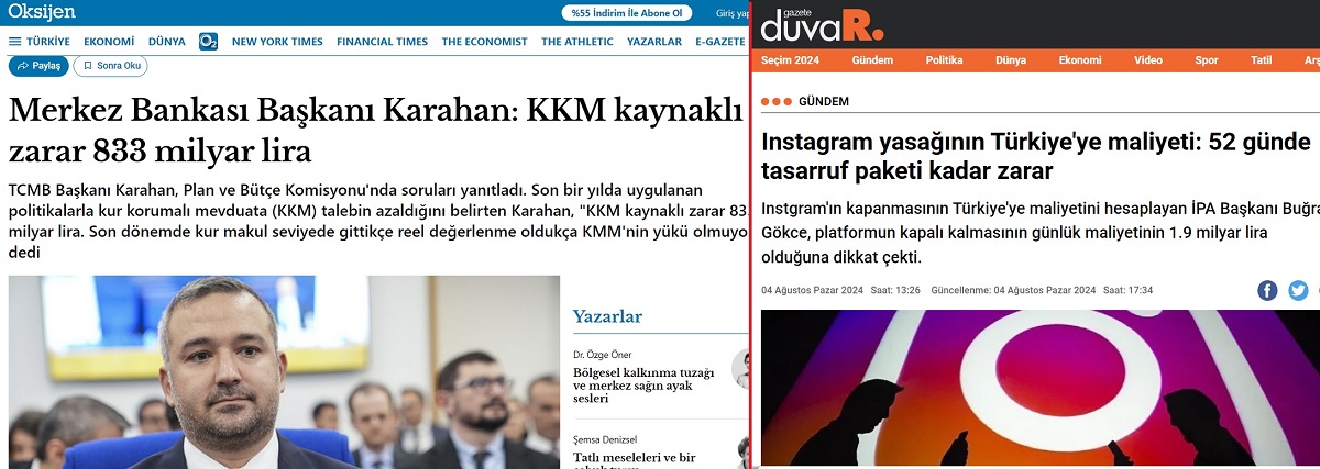 FotoHaber - Kafasına göre çıkardığı KKM'yle sadece Merkez Bankası'nın 833 milyar TL'sini batıran Erdoğan, yine kafasına göre Instagram'ı yasaklayarak Türkiye'nin günde 2 milyar TL kaybetmesine çok da aldırmıyor: ''Ben o parayı kahvaltıda batırıyorum...'' zaytung.com/fotohaberdetay…