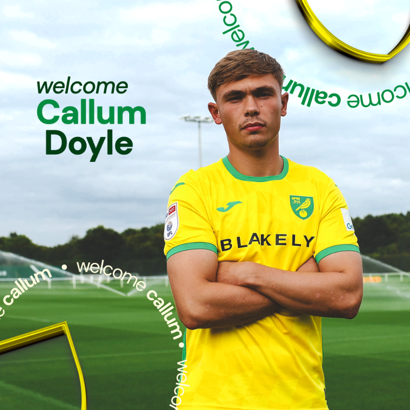 NorwichCityFC's tweet photo. We've completed the signing of Callum Doyle from Manchester City 🤝

The 20-year-old defender joins on a season-long loan deal 🔰
