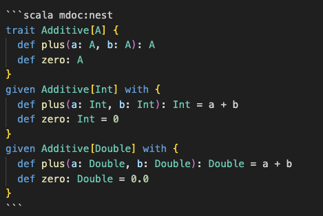kmizu's tweet image. Scala 3で匿名の型クラスインスタンス作れるようになったの、割と軽く考えてたけど認知負荷の軽減になってる気がする

#scala #scalajp