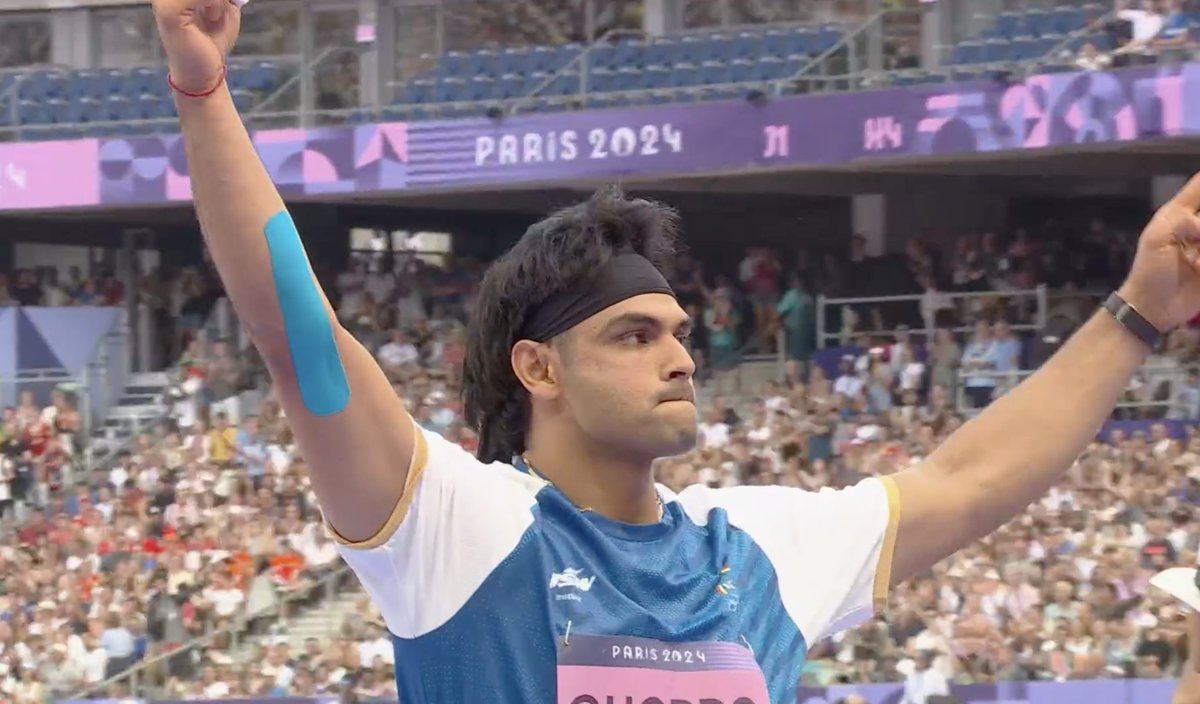 vinayakkm's tweet photo. #Paris2024 #Olympics #Athletics 

89.34. One and done. Into the final.

Mr. Neeraj Chopra.

You sir, are something else.

https://t.co/KsiPkBxE46 https://t.co/X8YmXYJHyR