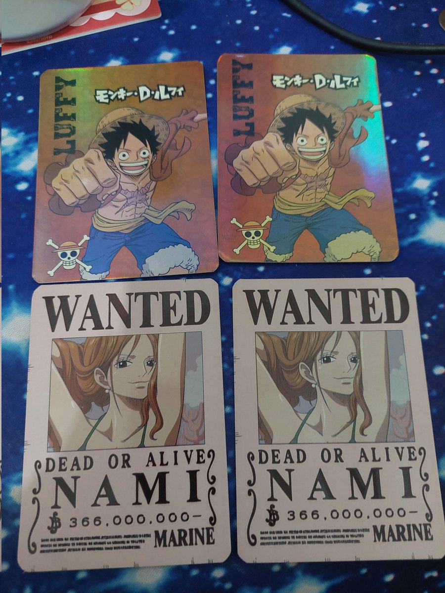 Dijordii's tweet image. WTT, kartu one piece x chatime
Had: 2 kartu holo luffy dan 1 kartu wanted nami
Want: Wanted Zoro, Wanted Holo chopper.

Location: Tangerang / Jakbar.
Yang minat dm ya or reply
#onepiece #chatime #chatimexonepiece #luffy #zoro #nami #sanji #chopper