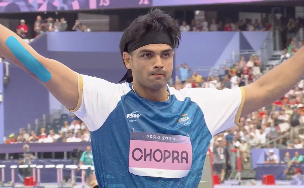 CricCrazyJohns's tweet photo. Neeraj Chopra, comes, throws, qualifies into the final 😀🔥

- The face of Indian Olympics...!!!! https://t.co/1qpxcq1zOE