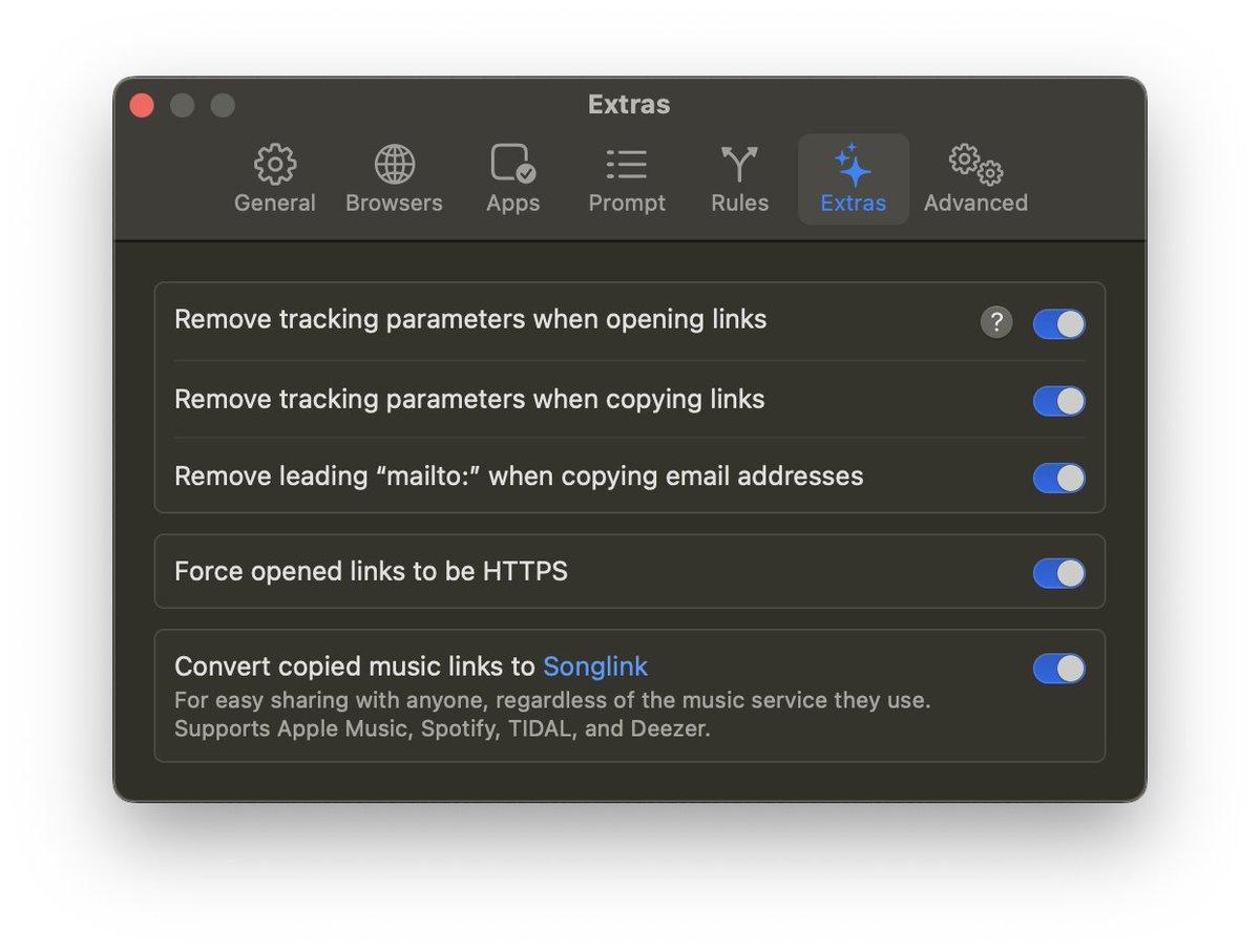 didn't know these options existed in Velja

Thank you <a href="/sindresorhus/">Sindre Sorhus</a> 😍 🤌