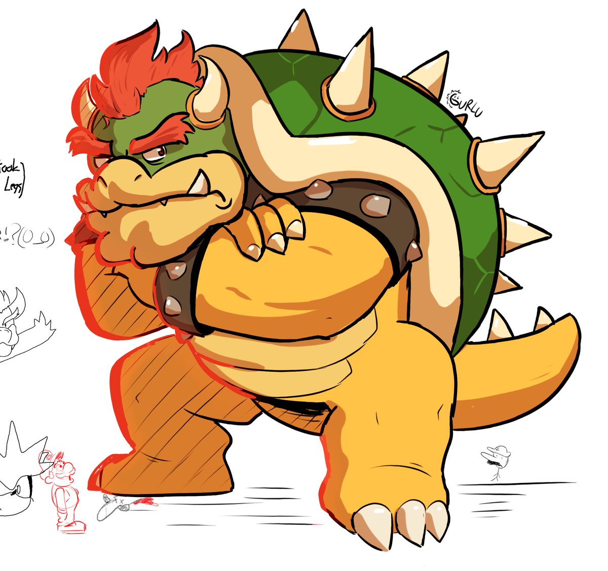 GurluTheChair's tweet image. Some of my drawings.
Surprisingly, my first time drawing Bowser, I tried 😭