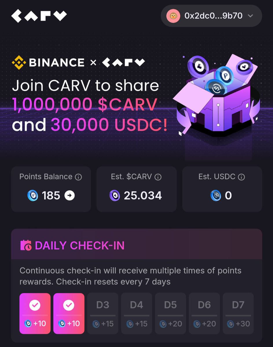 ICO_Eyes's tweet image. Don't forget this Binance web 3 wallet airdrop.
•last drop was easy to do and gave tokens around 40-50$ for tasks.

Join here and do the tasks you will get 5 points from me:
binance-airdrop.carv.io/I8JSCF