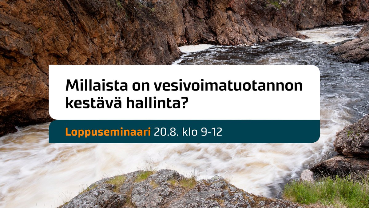 Millä keinoilla vesivoimatuotantoa voidaan hallita kestävästi? Tervetuloa #SusHydro-hankkeen loppuseminaariin Oodiin ti 20.8. klo 9–12 kuulemaan uusimmat tutkimustulokset. Ilmoittaudu 13.8. mennessä ➡️lyyti.fi/reg/Kohti_ympa… #vesivoima