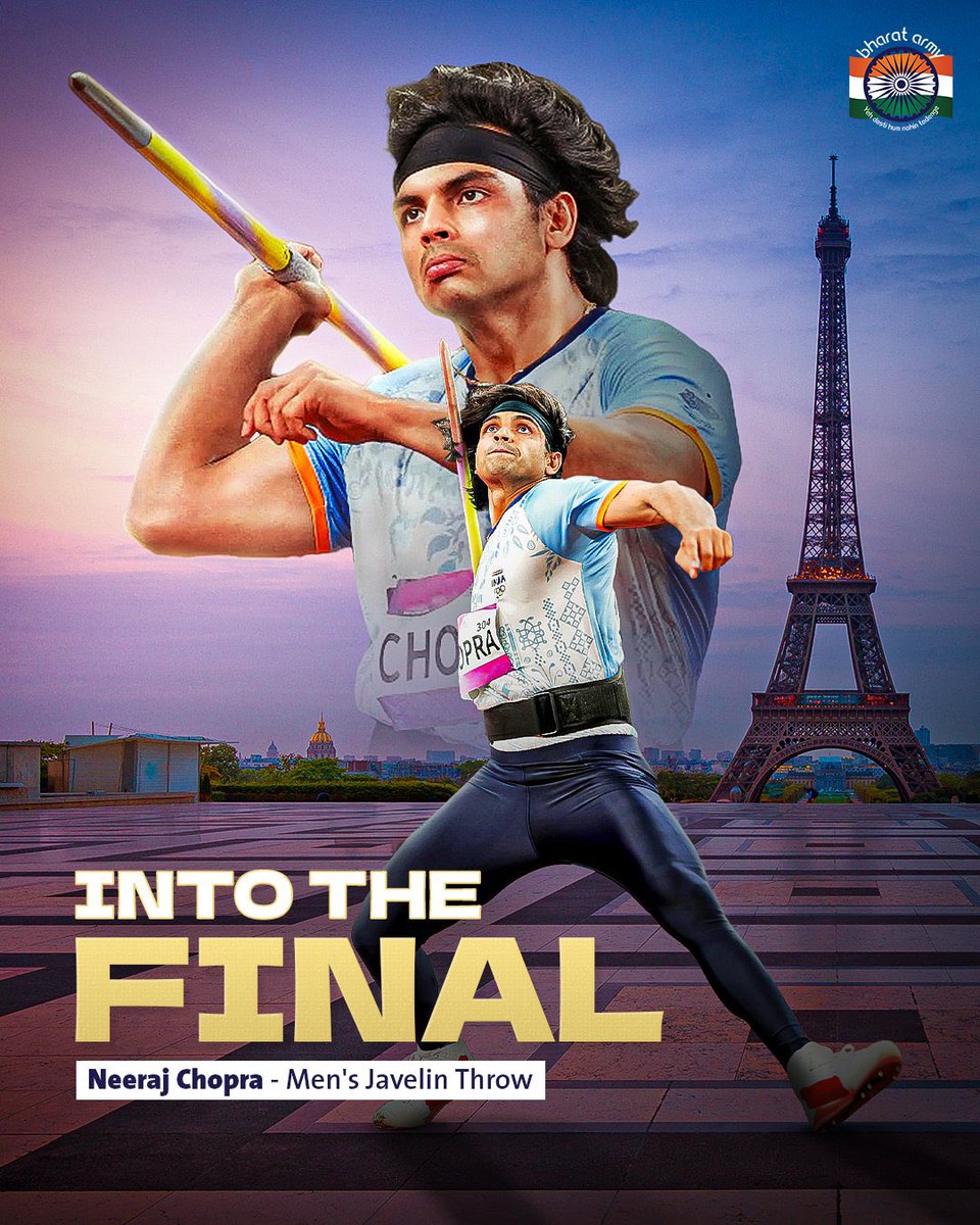 HS_Gaurav's tweet photo. #NeerajChopra to the final with 89.34m men’s javelin throw 🇮🇳
#Paris2024 #ParisOlympics https://t.co/kSaQ72kvAj